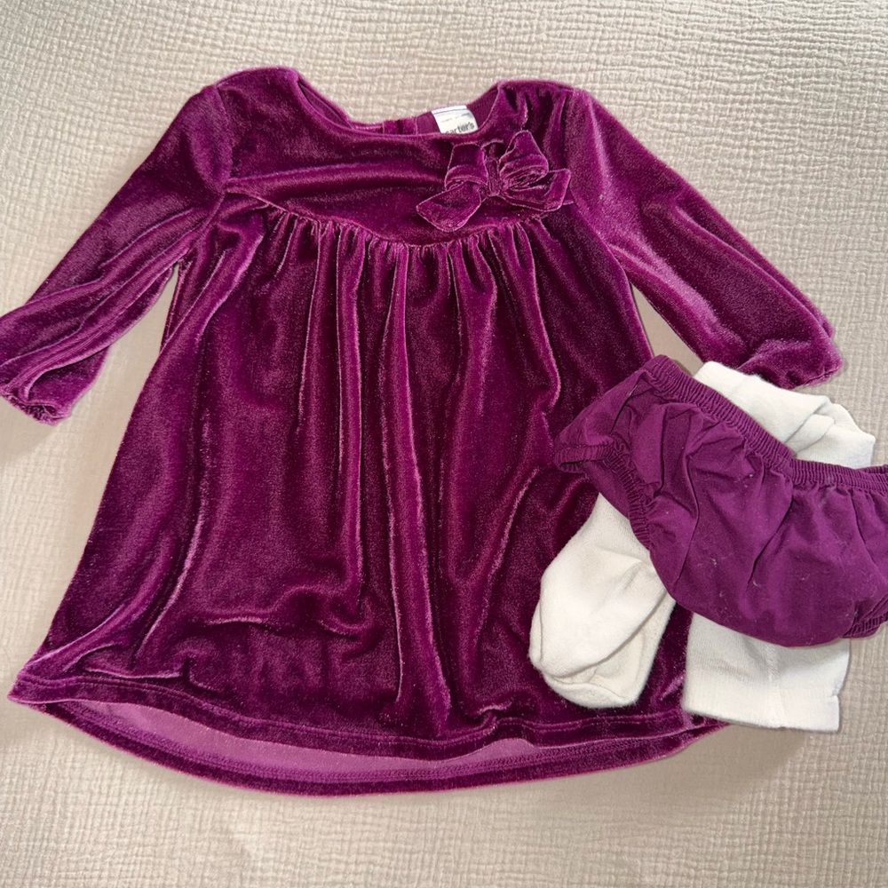 Carter's Maroon/Purple Velvet Baby Dress